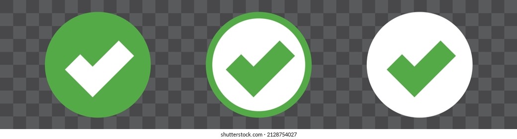 A set of checkmark icons isolated on a transparent background. Vector.