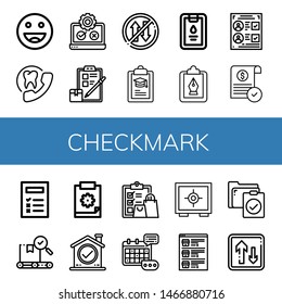 Set of checkmark icons such as Ok, Appointment, Testing, Checklist, Priority, Clipboard, Voting, Approve, Quality, Check, Event, Safe, List , checkmark