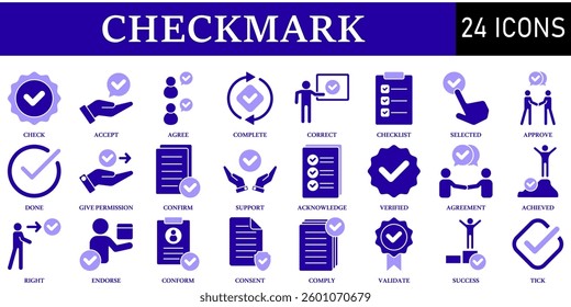 Set of Checkmark Icons or symbols Vector fully editable file.