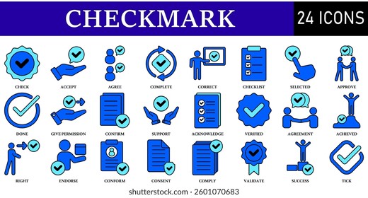 Set of Checkmark Icons or symbols Vector fully editable file.