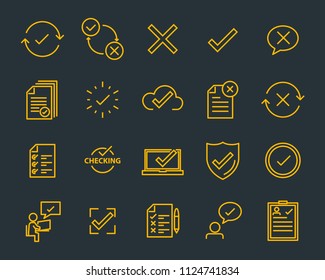 set of checkmark vector line icons, contains such as check, document and more