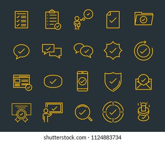 set of checkmark vector line icons, contains such as check, document and more