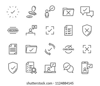 set of checkmark vector line icons, contains such as check, document and more