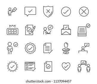 set of checkmark vector line icons, contains such as check, document and more