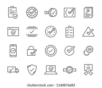 set of checkmark vector line icons, contains such as check, document and more