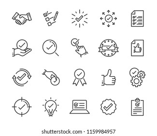 set of checkmark vector line icons, contains such as check, document and more