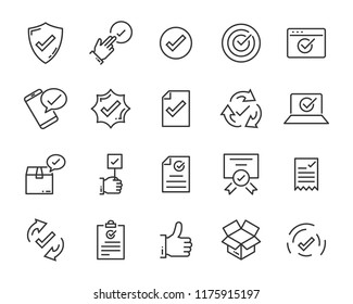 set of checkmark vector line icons, contains such as check, document and more
