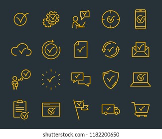 set of checkmark vector line icons, contains such as check, document and more