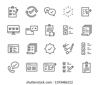 set of checkmark vector line icons, contains such as check, document and more