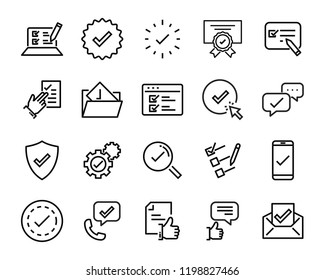 set of checkmark vector line icons, contains such as check, document and more