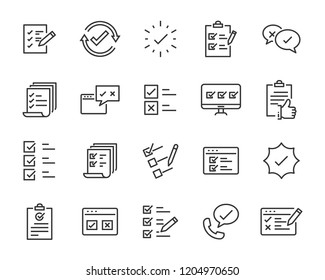 set of checkmark vector line icons, contains such as check, document and more