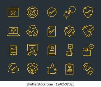 set of checkmark vector line icons, contains such as check, document and more