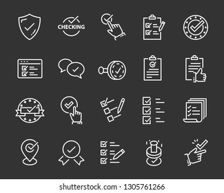 set of checkmark vector line icons, contains such as check, document and more