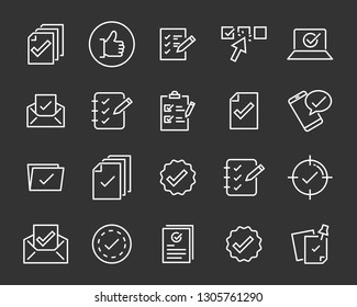 set of checkmark vector line icons, contains such as check, document and more