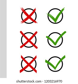 set of checks and crosses vector illustration EPS10