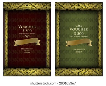 set of checks and gift vouchers design background