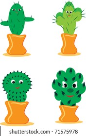 Set of cheerful cactuses. illustration.