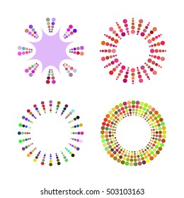 Set of cheerful colored radial framework for the text of the circles. Isolated borders.