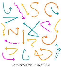 A set of cheerful and cute colored arrows