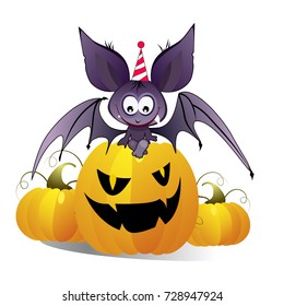 set of cheerful halloween characters on a white background. vector illustration