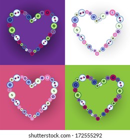 a set of cheerful hearts of the buttons