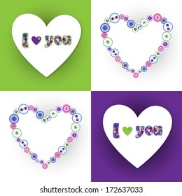 a set of cheerful hearts of the buttons