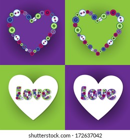 a set of cheerful hearts of the buttons