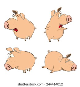 Set of cheerful pigs Cartoon 