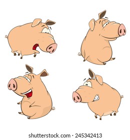 Set of cheerful pigs Cartoon 