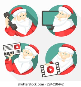 Set of cheerful Santa Clauses