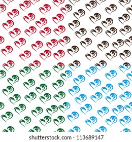 set of cheerful seamless pattern with colored heart