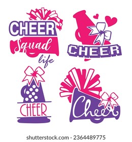 Set of cheerleading illustration design. Cheers template for cricut.