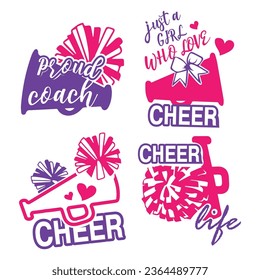 Set of cheerleading illustration design. Cheers template for cricut.