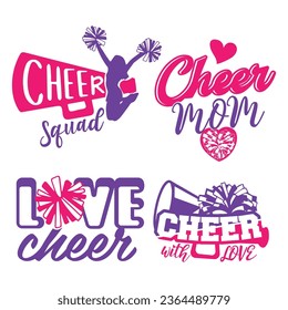 Set of cheerleading illustration design. Cheers template for cricut.