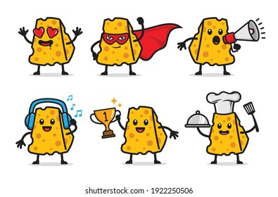 set of cheese character design svg
