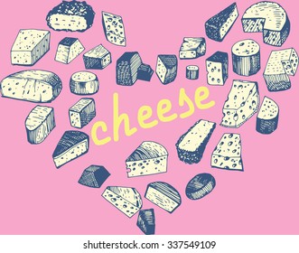 Set of Cheese in form Heart.