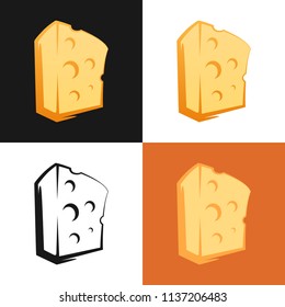 Set of Cheese icon on different backgrounds. Vector Illustration of Dairy productions.