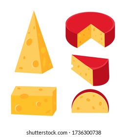 Set of cheese isolated on white background. Vector llustration in flat style, cartoon style