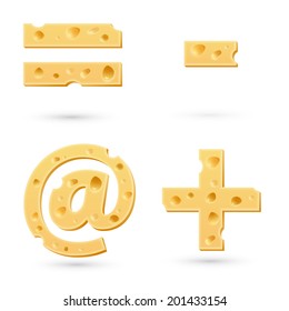 Set of cheese marks. Symbols isolated on white. Vector design element