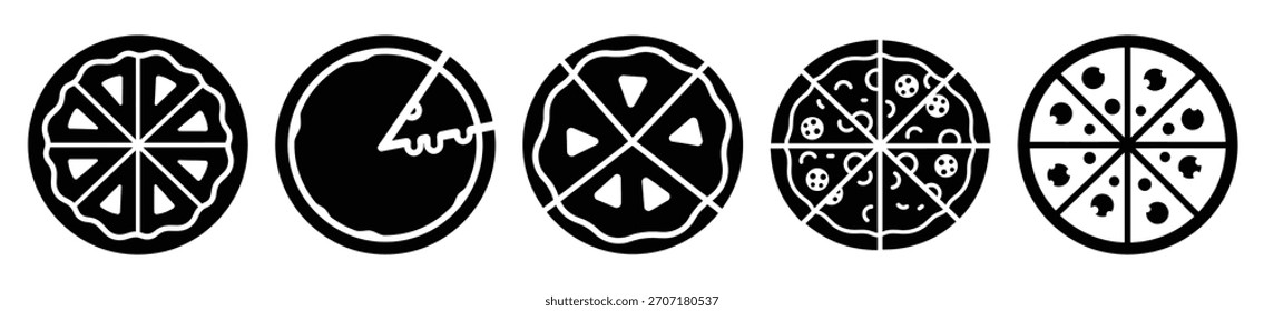 Conjunto de Ilustración vectorial de icono de pizza de queso aislado sobre fondo blanco