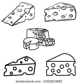 set of cheese slice illustration for food