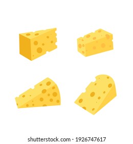 A set of cheese slices.Cheese of various shapes