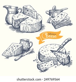 Set of cheese. Vector illustration.