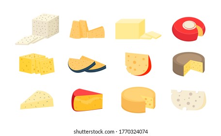 Various Types Cheese Set Cheese Wheels Stock Vector (Royalty Free ...