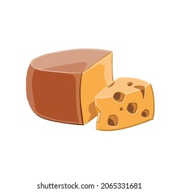 Set of cheese wheels and slices isolated on a white background. Сheese flat icon. Vector Head of cheese in flat style isolated on white background.