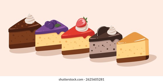 set of cheesecake flavor illustration