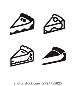 Conjunto de logotipos de iconos de pastel de queso en estilo de Vector plano sobre un fondo limpio, con símbolos de postre y panadería ideales para pastelerías, menús, empaques y Plantillas modernas de diseño de alimentos