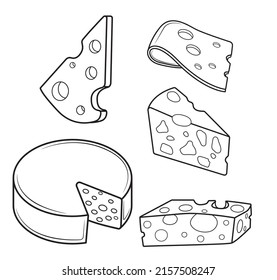 Set of cheeses in isolate on a white background. Vector illustration.