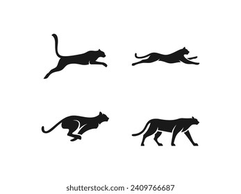 set of cheetah logo vector icon illustration, tiger leopard logo template