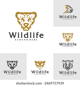Set of Cheetah logo vector template, Creative Cheetah head logo design concepts